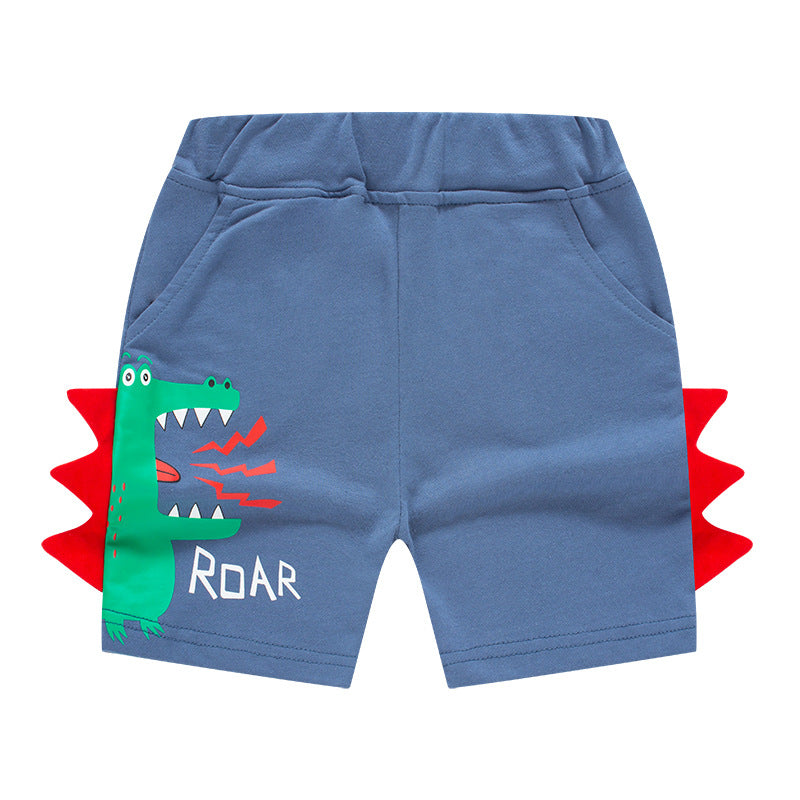 Children's clothing Korean version children's new dinosaur three-dimensional shorts summer children's pants knitted boys cartoon summer clothes one piece delivery