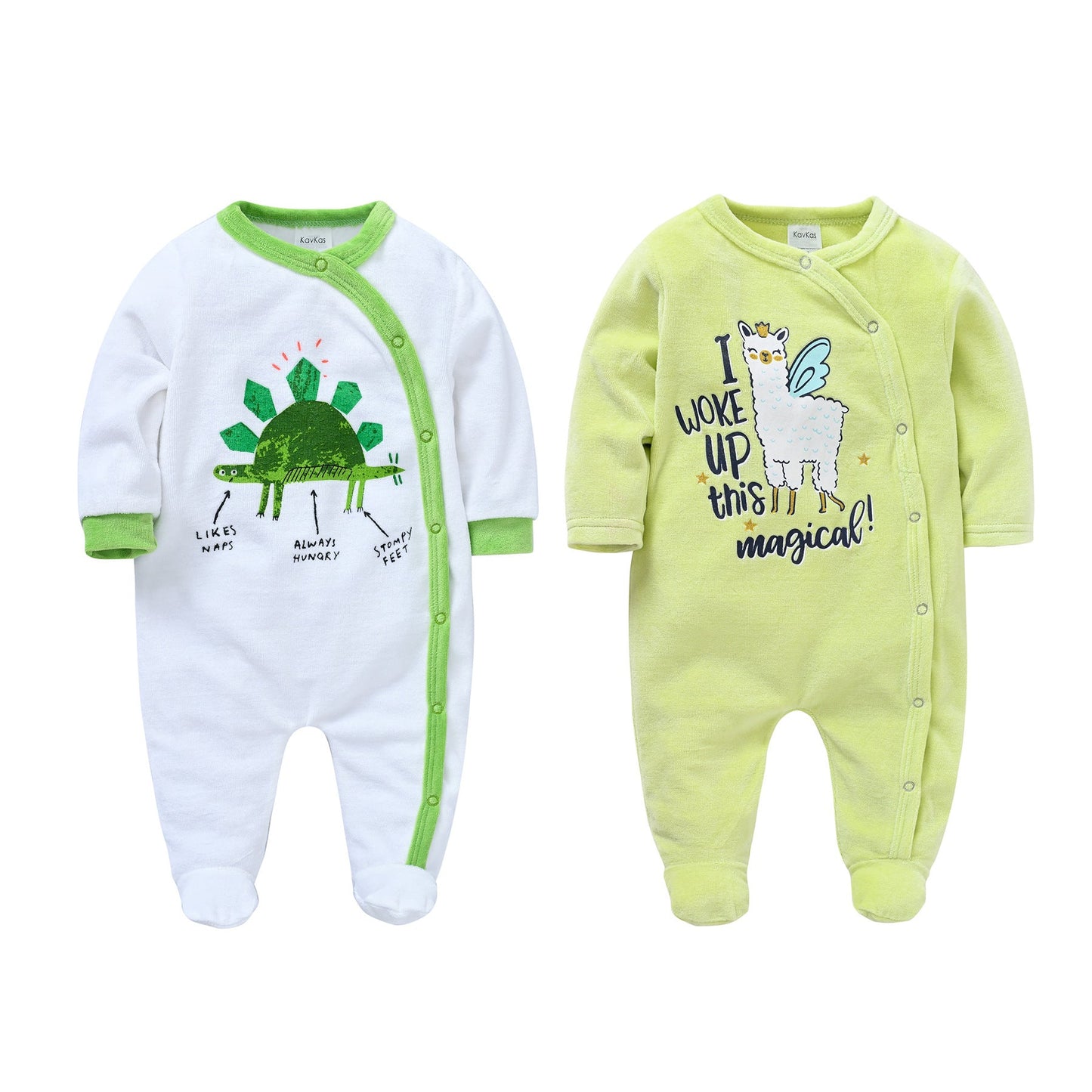 Manufacturer long-sleeved baby clothing 2-piece autumn and winter velvet boy newborn jumpsuit foot-covering clothes cross-border 