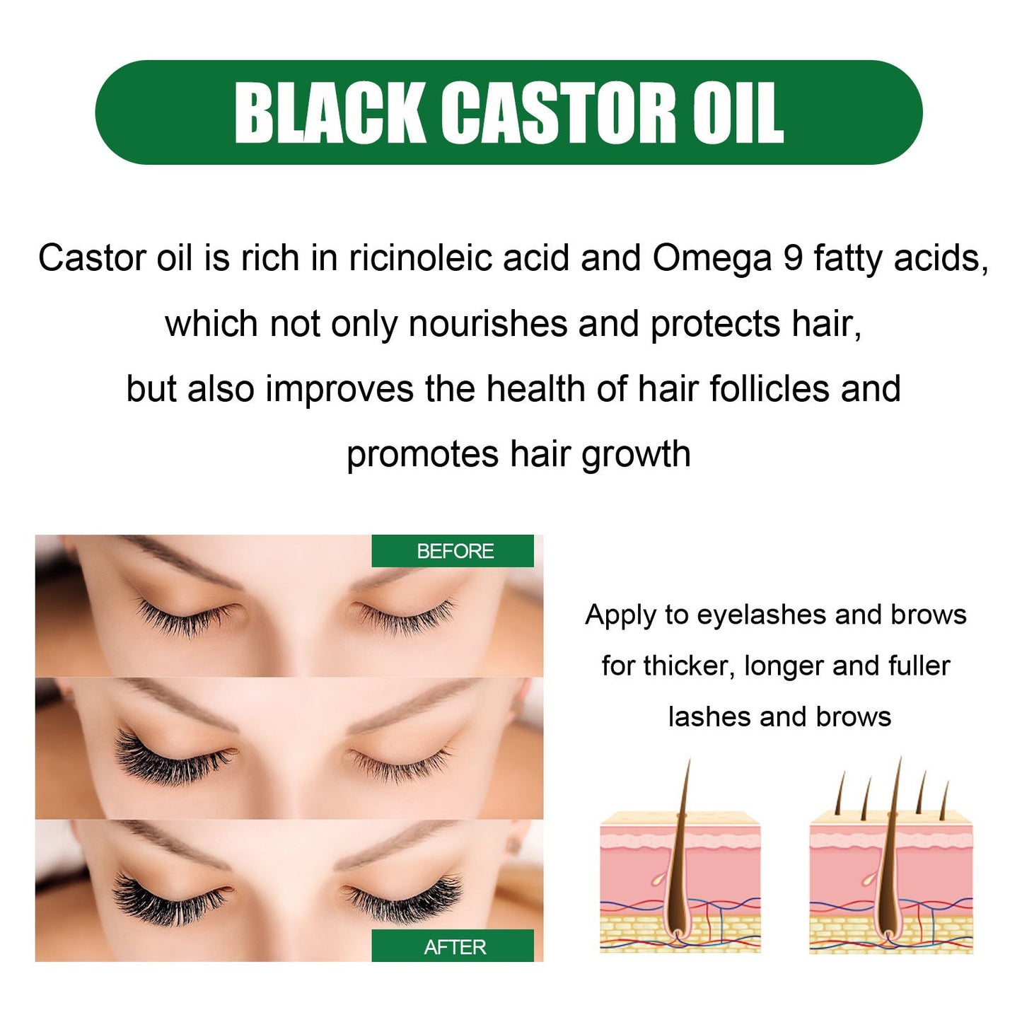 West&amp;Month Castor Oil Hair Serum ផ្តល់សំណើមដល់ឫសសក់ ពង្រឹងរោមចិញ្ចើម និងធ្វើឱ្យរោមភ្នែកក្រាស់ និងវែងជាងមុន។ 