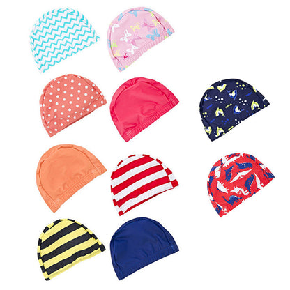 Girls Swimming Cap 2024 Summer Elastic Swimming Supplies Girls Earmuffs Boys European and American Swimming Cap Cross-border Manufacturer 