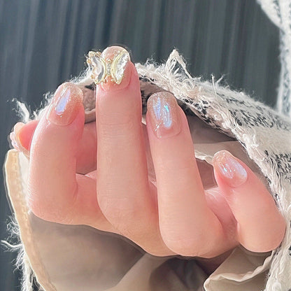 Internet celebrity handmade wear nail wholesale French ins style nude rabbit gilded nail stickers hot girl nail jelly glue 