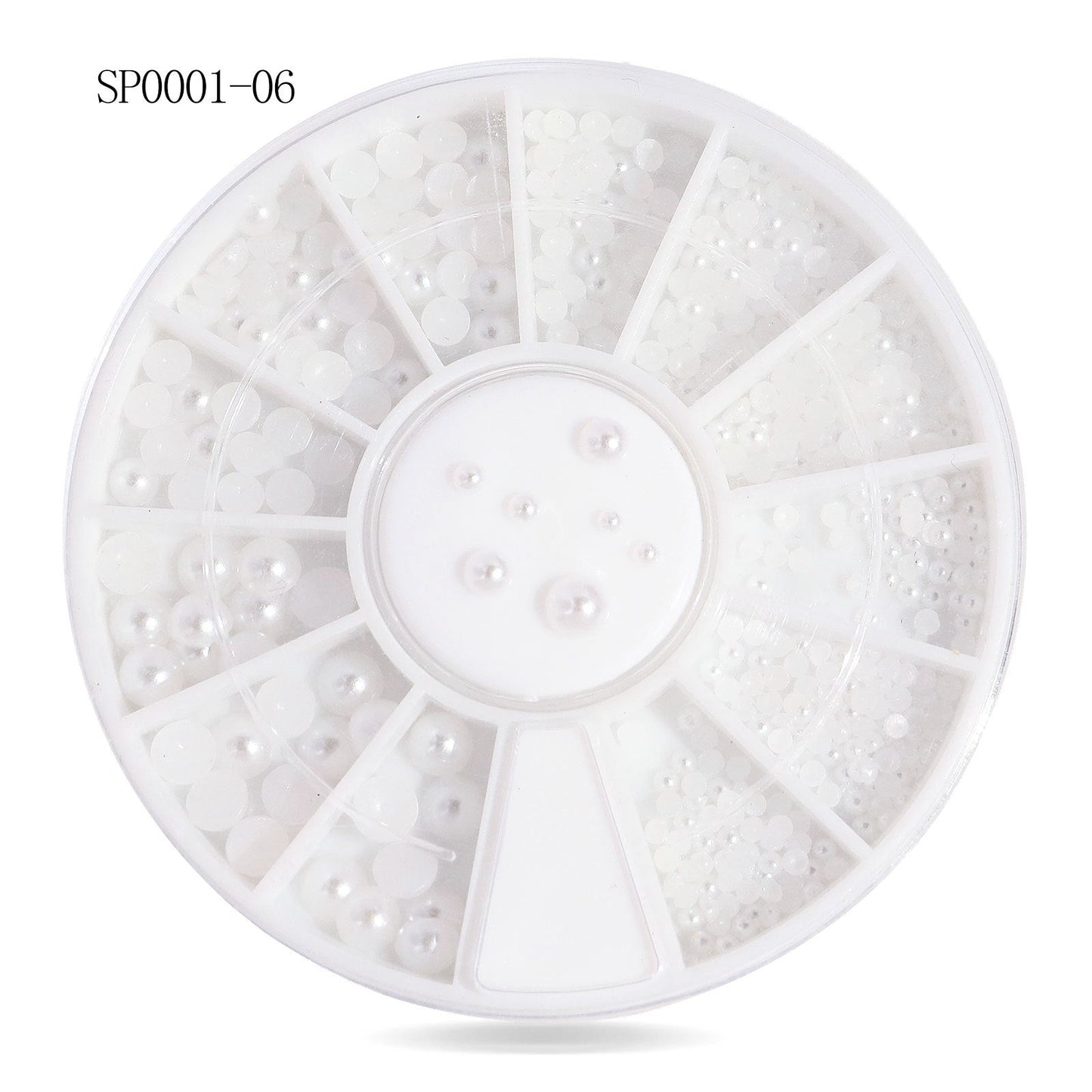 Cross-border nail art accessories nail flat bottom fantasy alloy diamond special-shaped white AB rhinestone accessories 12 grid turntable wholesale