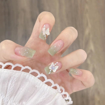 Hand-made nail art wholesale short ice-transparent star diamond chain nail stickers nail stickers finished white glitter nail stickers