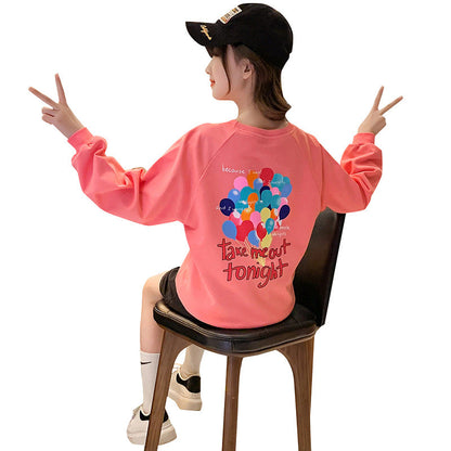 Girls 2024 new tops sweatshirts spring trend middle and large children spring and autumn children's long-sleeved T-shirts girls spring and autumn tops