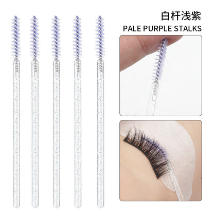 Wholesale disposable grafting eyelash brush crystal glitter rod eyebrow brush straight bright rod eyelash comb 50/pack opp bag