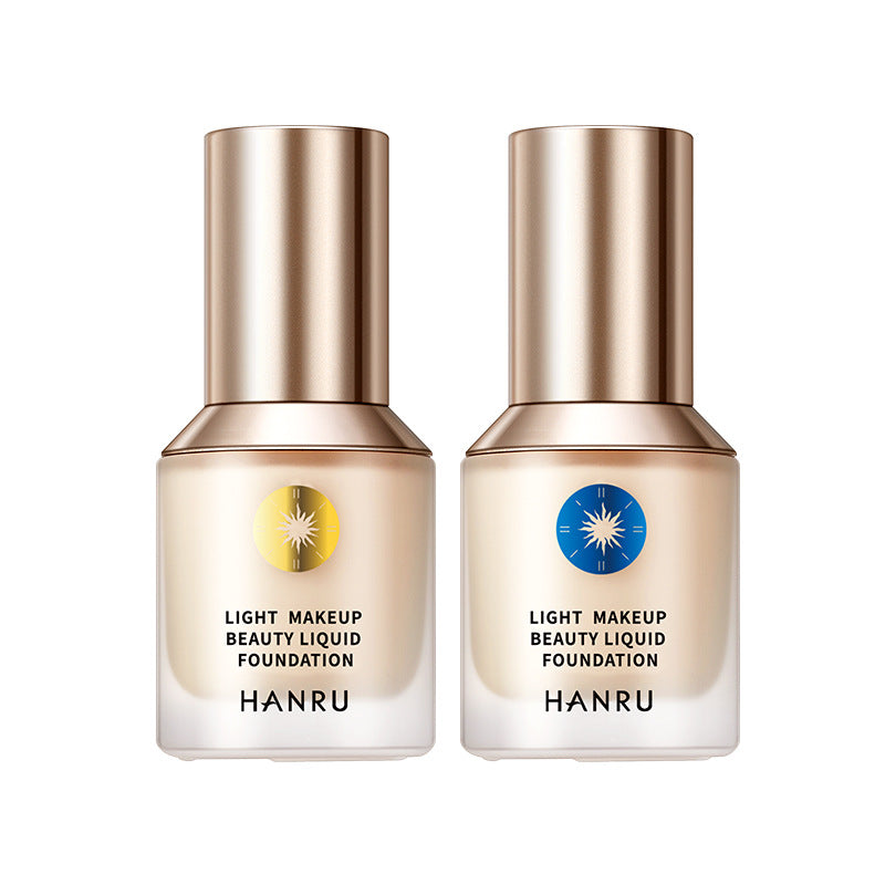 Hanru liquid foundation is clear, moisturizing, concealing, easy to push, long-lasting, nourishing, refreshing, fitting, natural, waterproof and sweat-resistant makeup