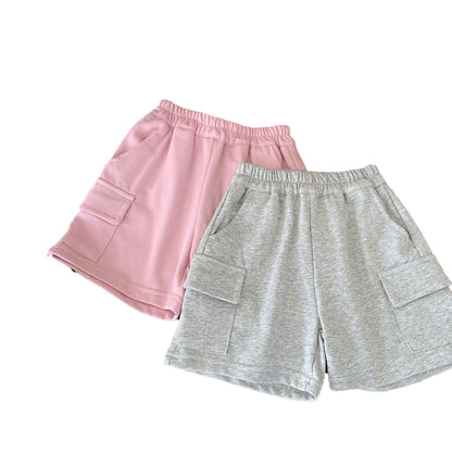 Children's casual pants Bangcheng 2024 summer new products patch pocket knitted shorts boys loose children's clothing pants G0189