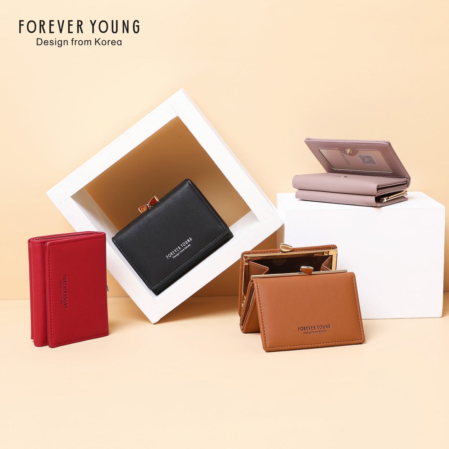 forever young wallet women's short cute Japanese style student wallet Korean version simple three folding coin purse