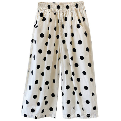 Girls' summer pure cotton anti-mosquito pants large polka dot closed cotton loose fat grandma pants Yamamoto thin style cool Korean version