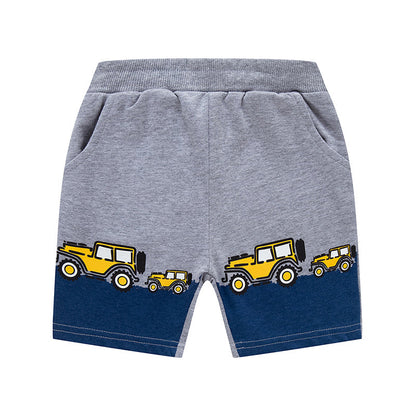 Children's shorts baby cartoon car summer 2024 new baby casual shorts boy trendy one piece delivery