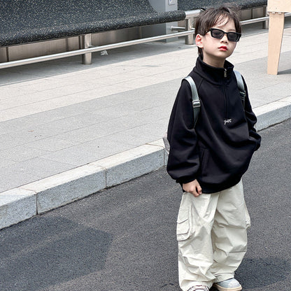 Children's clothing children's pants boys autumn clothing baby 2024 spring and autumn new style loose workwear casual trousers trend