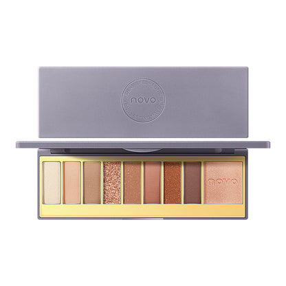 NOVO5404 Romantic Country 9ពណ៌លាបត្របកភ្នែក Palette Pearlescent Matte Orange Brown Taro Mud Earth Color Student Affordable Eyeshadow