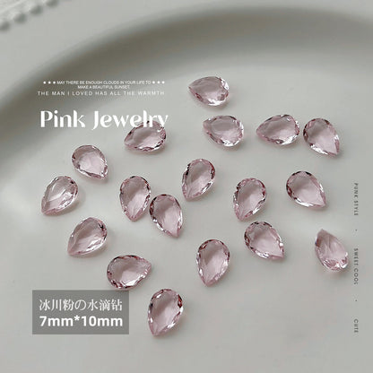 Nail jewelry diamond wholesale transparent glacier pink pointed bottom diamond flashing octagonal rock sugar love axe nail accessories