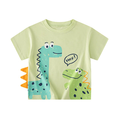 Brand source cross-border children's clothing wholesale summer new products children's short-sleeved T-shirt boy baby clothes cartoon dinosaur INS