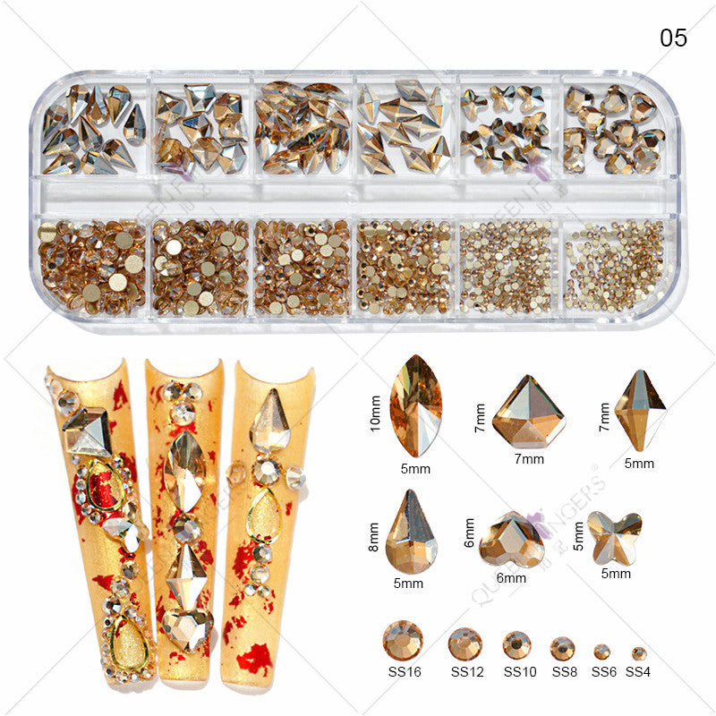 New nail art special-shaped diamond fantasy special-shaped flat bottom nail art diamond glass diamond jewelry nail stickers sequins accessories wholesale