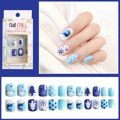 Christmas Manicure Wearable Nails Xiaohongshu ពេញនិយម ចុងឆ្នាំថ្មី ក្រចកដៃ លក់ដុំ បំណះក្រចកសិប្បនិម្មិត