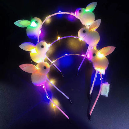 Internet celebrity new style rabbit luminous headband New Year rabbit year little rabbit headband flashing headdress push scan code small gift