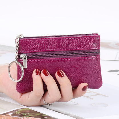 Genuine leather coin purse for women small mini short zipper key bag simple small wallet coin small coin bag 