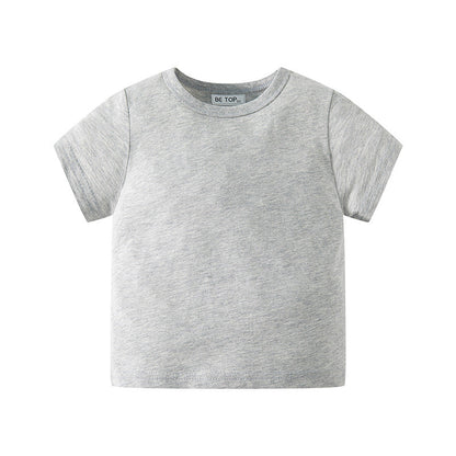 be top children's short-sleeved T-shirt for boys and girls in summer thin solid color round neck advertising clothes for babies all-match half-sleeve