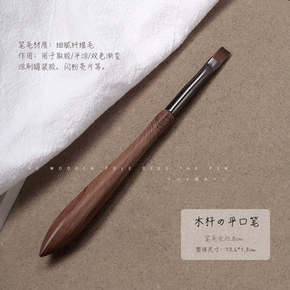 Japanese sandalwood pole manicure pen with smudged hook line painting flower round head structure gourd handle light therapy brush