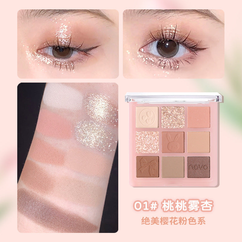 NOVO Moonfall Star Nine-Color Eyeshadow Palette Earth Tones Super Flash Ins Affordable No Makeup Waterproof High-end Eyeshadow 