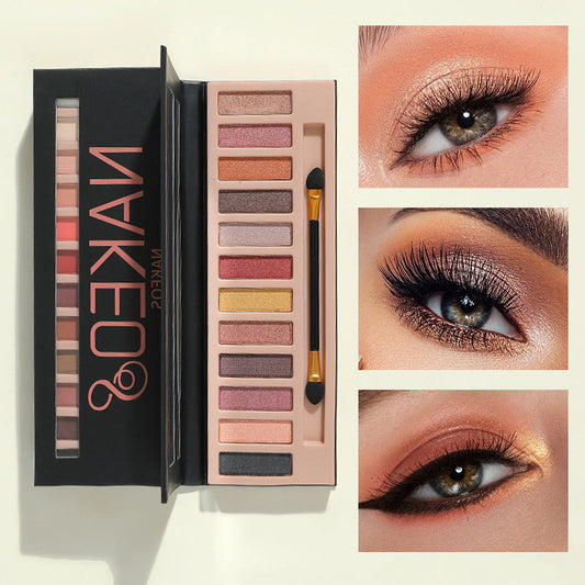 Spot 12 color eye shadow palette matte pearlescent earth color daily eye makeup smoky makeup cross-border long-lasting non-smudge