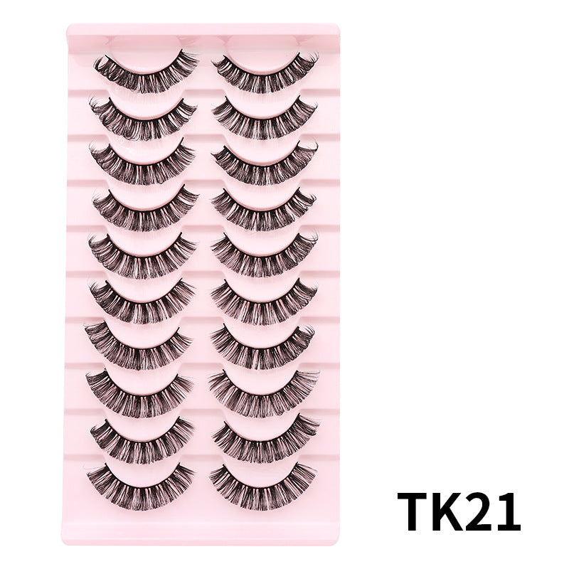 DINGSEN false eyelashes factory cross-border stable supply 10 pairs of DD holiday eyelashes Russian curling set