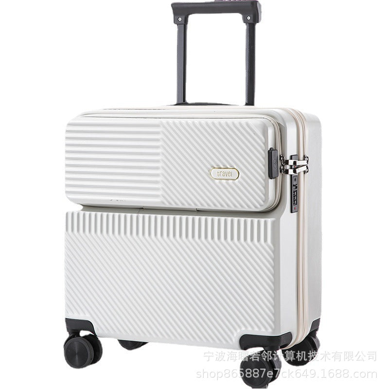 Small trolley case for boarding trolley case for women 18 inch lightweight multifunctional front opening suitcase for men 