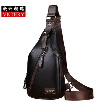 Vicoteri trendy men's chest bag Korean style fashion black men's chest bag British crossbody men's chest bag