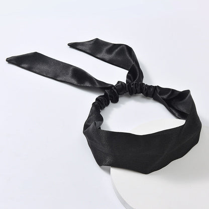 2024 new solid color cross headband Korean version simple simulation silk satin hair elastic elastic headband for women