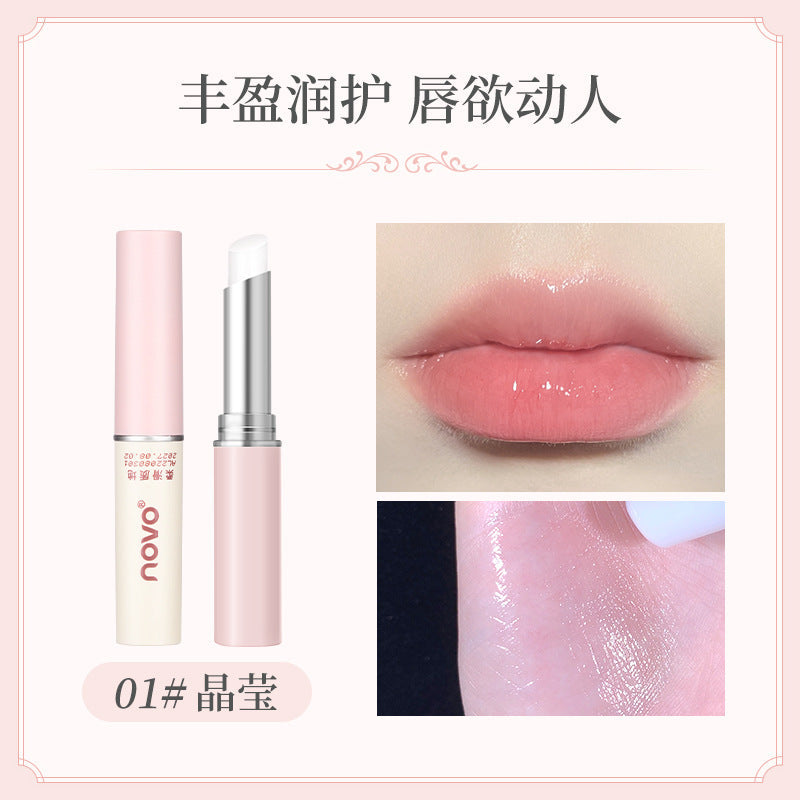 NOVO warm and translucent care lip balm warm color change moisturizing anti-dry lip makeup base student lip balm លក់ដុំ 