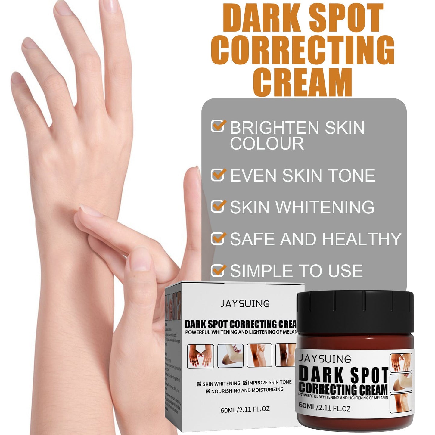 Jaysuing Joint Darkening Cleansing Cream ពនលាយសារធាតុ Melanin ធ្វើឱ្យស្បែកស ផ្តល់សំណើម ធ្វើឱ្យរាងកាយស្រស់ស្អាត និងក្រែមបន្សាបជាតិពុល 