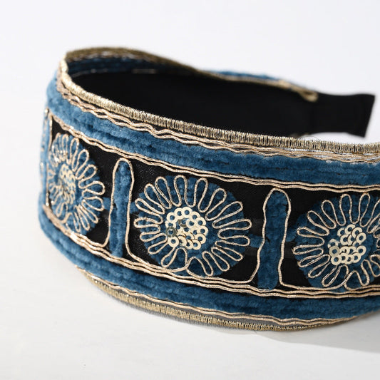 Cross-border new blue wide-brimmed sunflower headband high skull top pressure cool headband manufacturer headband hair accessories wholesale