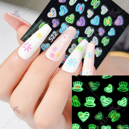 New nail art luminous butterfly stickers love flowers mixed nail art luminous nail stickers luminous stickers nail stickers