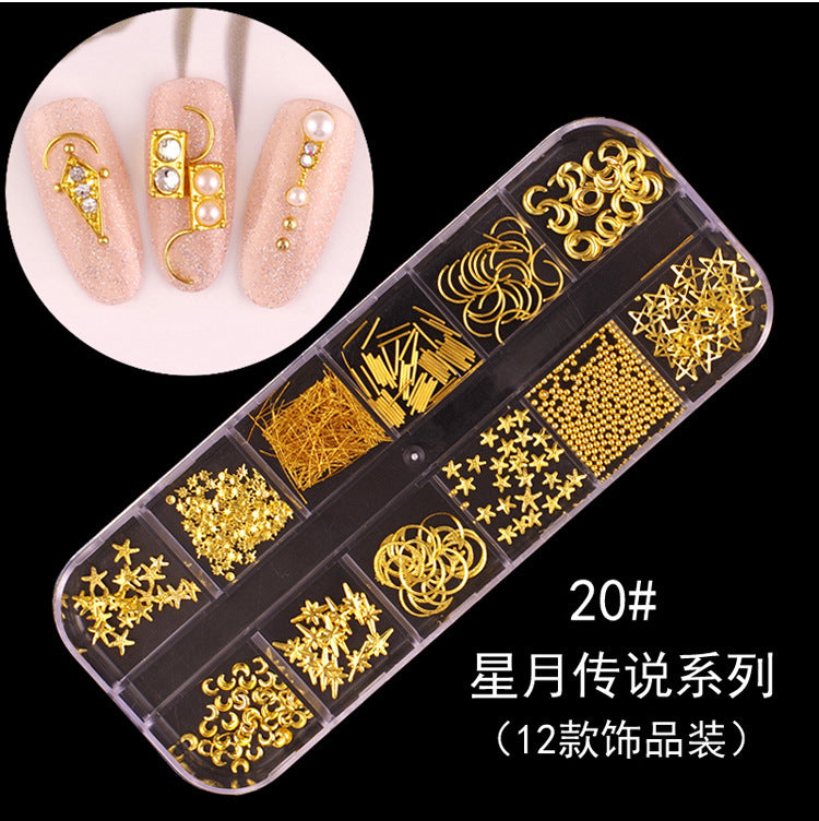 Nail accessories rhinestones flat bottom diamonds hollow rivet nail stickers diamond sequins colored diamonds flat bottom pearl shell pieces Japanese style