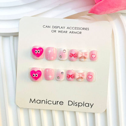 Children's nails for girls, nail patches for Internet celebrities, big kids and girls, short nail art, diamond nail patches wholesale