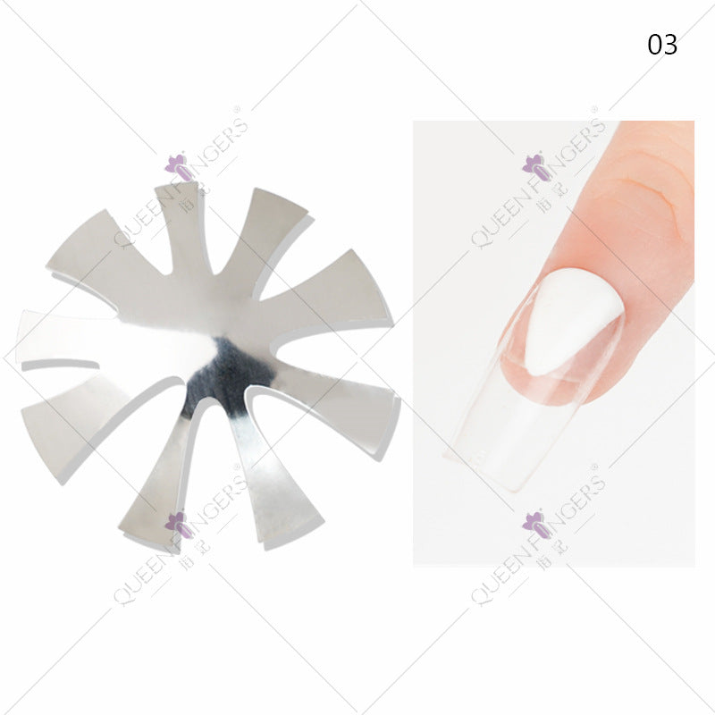 Cross-border nail tools three-color crystal nail light therapy steel plate stainless steel extension nail shaping template tool