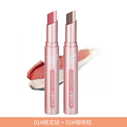 Cahill gradient two-color eyeshadow pen pearlescent glitter earth color not easy to smudge makeup lazy eyeshadow stick