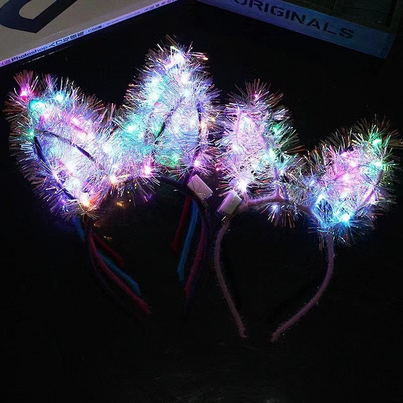 14-light luminous gold wire rabbit ears headband flashing extended headband festival activities stall children's luminous toys ¾ß