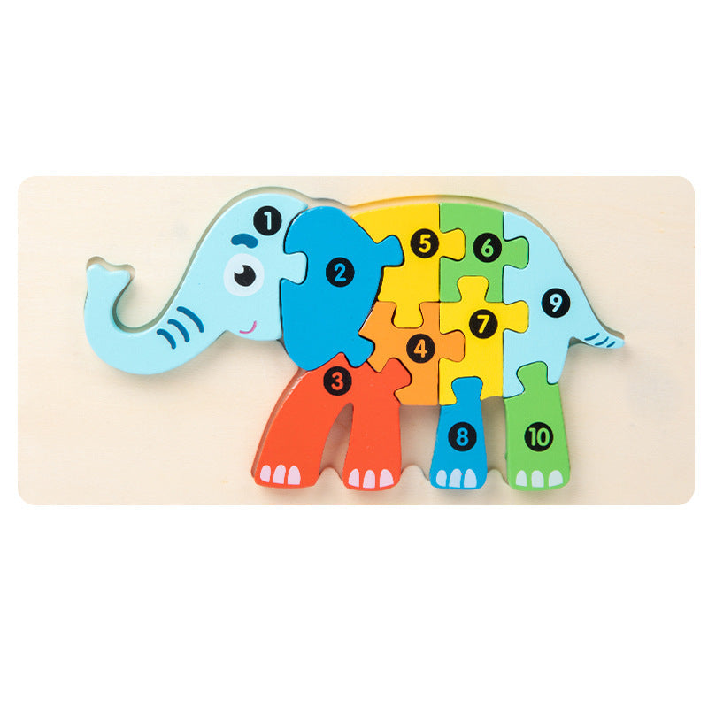 Wooden early education cognitive children's educational toys building blocks animal transportation shape matching 3d three-dimensional puzzle wholesale