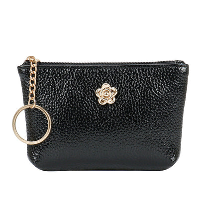 Genuine leather texture short coin purse ultra-thin women's card holder Korean style mini small wallet soft leather key bag zipper bag 