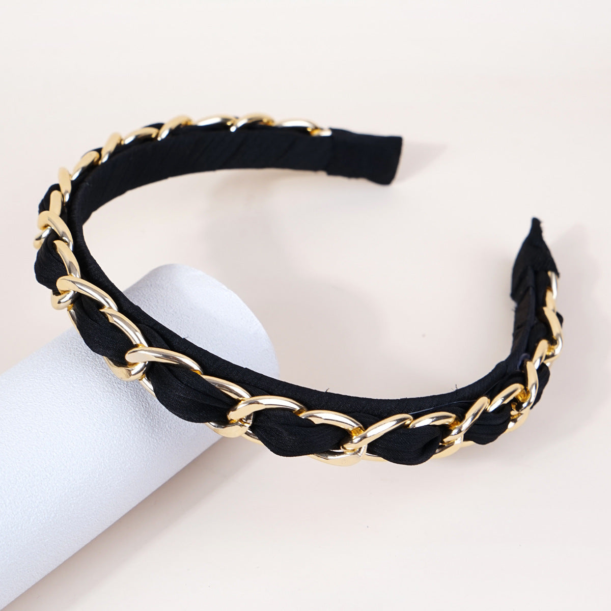 Cross-border new style headband women's European and American simple Baroque style head buckle metal lock chain wash face pressing headband hair cave