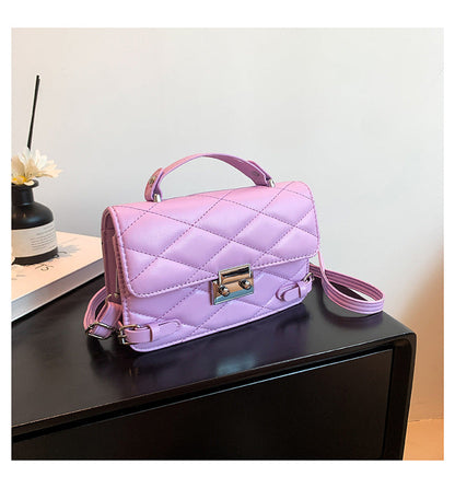 Lock buckle high-quality diamond embroidery handbag fashionable and simple temperament shoulder bag Korean style trendy texture crossbody bag 