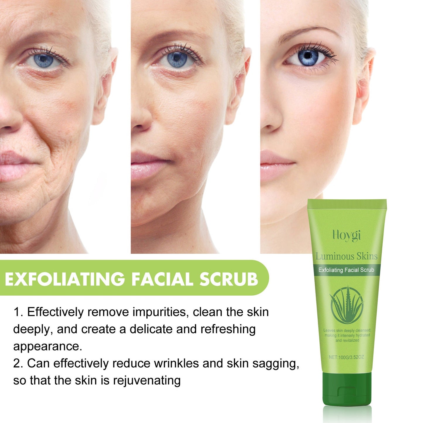 Hoygi Aloe Vera Exfoliating Scrub Deep Cleansing Removes Impurities Fine Lines Firming Delicate Refreshing Smooth Cream 