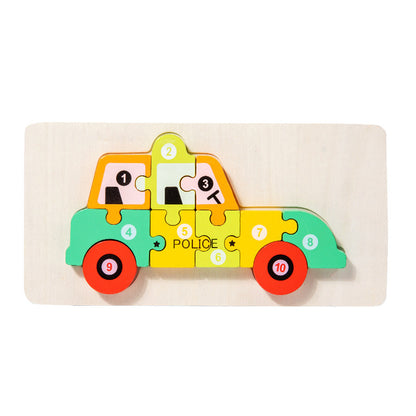 Wooden early education cognitive children's educational toys building blocks animal transportation shape matching 3d three-dimensional puzzle wholesale