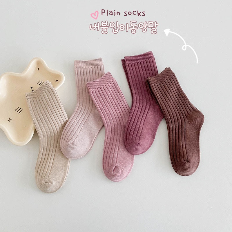 ស្រោមជើងកុមារ Elmo Beibei 2024 Spring Baby Plain Breathable Socks Cotton Socks Boys and Girls Pit Socks 5 Pairs