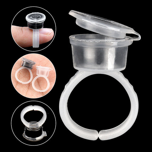 Wholesale grafting eyelash glue color cup transparent flip glue ring cup 50/pack opp bag