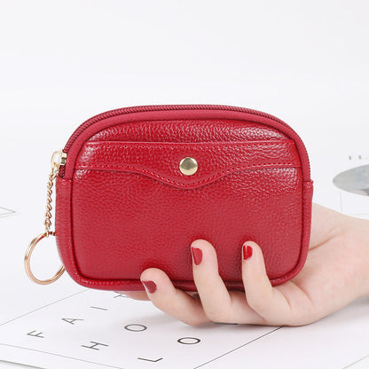 Korean women's coin purse shell small wallet simple card holder soft leather key bag mini handbag zipper coin bag 