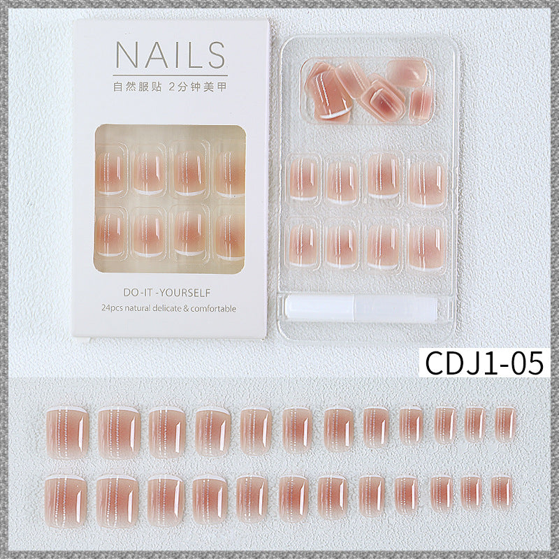 New hot sale wearable nail tips wholesale French simple ice transparent nail art finished product removable nail stickers thin