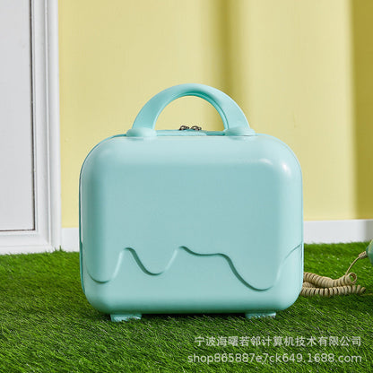 Ice cream bubble suitcase for women 14 inches small fresh and light mini souvenir student suitcase storage makeup box 